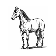 Obraz premium Colouring vector illustration of a horse design isolated on white background 