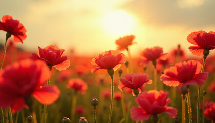 Naklejka premium Red Carnations at Sunrise for Victory Day 