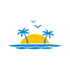 tropical island with palm trees