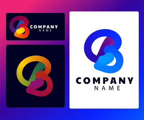 3d gradient color B letter logo, Letter B logo icon design template elements