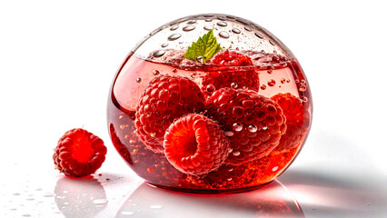 Raspberry Juice in a Semi-Transparent Glass Sphere