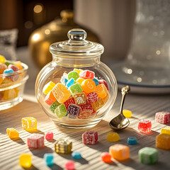A Jar of Colorful Candies
