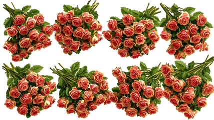 Beautiful Display of Fresh Red Roses in Various Arrangements
