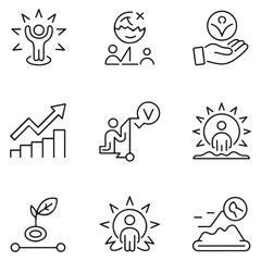 Personal growth thin line icons set. Development symbol. Editable stroke. Vector with white background