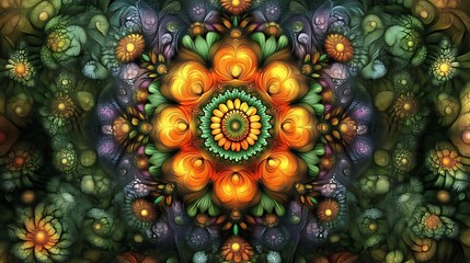 Intricate Floral Mandala Artistic Digital Painting