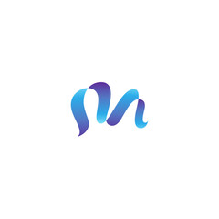 Abstract letter M logo design template in blue color