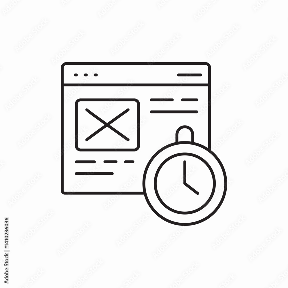 Poster website message clock icon vector sign