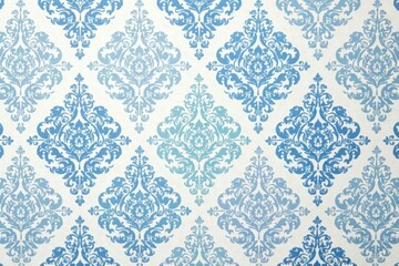 Fototapeta premium Modern seamless damask print in soft blues and whites on a pale gray wall, home decor, white