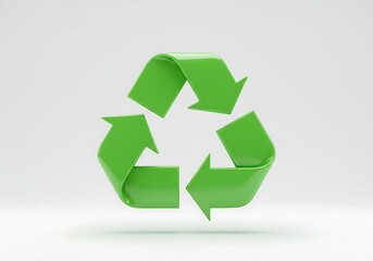Obraz premium Bright green recycling symbol against a plain background.