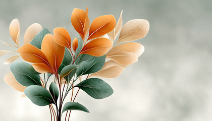 Soft, muted orange and beige leaves against a blurred background