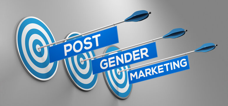 Pfeile mit Schriftzug &bdquo;Post Gender Marketing&ldquo; als Volltreffer in Zielscheiben