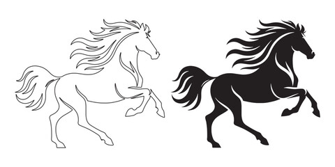 Running horse design – sleek and dynamic vector for wild and equine logos – horse silhouette – horse vector – horse illustration – horse outline – horse icon – horse line art

