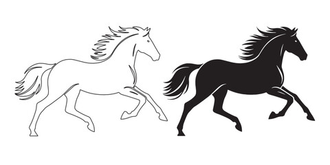 Elegant running horse vector – smooth and fluid silhouette for branding – horse silhouette – horse vector – horse illustration – horse outline – horse icon – horse line art


