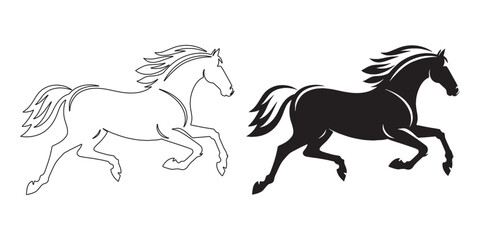 Horse sprinting silhouette – athletic and dynamic vector for branding – horse silhouette – horse vector – horse illustration – horse outline – horse icon – horse line art


