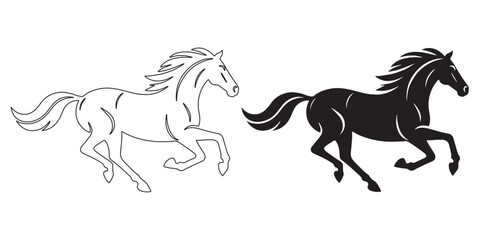 Running horse line art – smooth silhouette for equestrian and action designs – horse silhouette – horse vector – horse illustration – horse outline – horse icon – horse line art

