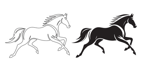 Horse in motion vector – active running silhouette for sports branding – horse silhouette – horse vector – horse illustration – horse outline – horse icon – horse line art

