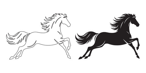 High-speed horse silhouette – dynamic vector design for wild and sports logos – horse silhouette – horse vector – horse illustration – horse outline – horse icon – horse line art


