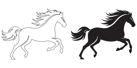 Wild running horse vector – swift silhouette for nature and adventure themes – horse silhouette – horse vector – horse illustration – horse outline – horse icon – horse line art

