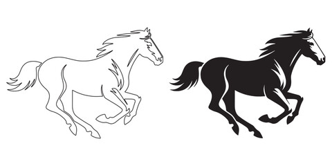 Running horse vector – graceful equestrian silhouette for nature and sports – horse silhouette – horse vector – horse illustration – horse outline – horse icon – horse line art

