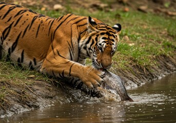 Obraz premium Majestic Bengal Tiger Illustration – Power, Grace, and Wild Beauty in Nature