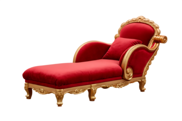 red and gold luxury armchair isolated on white background PNG. GENERATIVE AI
