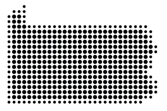 Symbol Map of the State Pennsylvania (United States of America) showing the state with a pattern of black circles