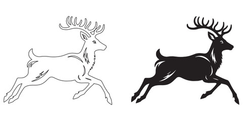Running deer line art – clean and elegant silhouette for minimalist nature designs – deer silhouette – deer vector – deer illustration – deer outline – deer icon – deer line art

