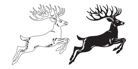 Wild deer silhouette – motion-packed vector for wilderness and hunting branding – deer silhouette – deer vector – deer illustration – deer outline – deer icon – deer line art

