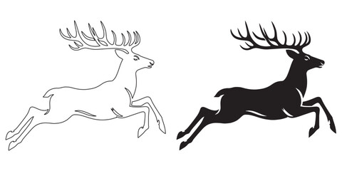 Running deer icon – minimalist silhouette vector for nature and outdoor logos – deer silhouette – deer vector – deer illustration – deer outline – deer icon – deer line art


