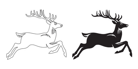 Graceful running deer vector – clean silhouette perfect for nature logos and branding – deer silhouette – deer vector – deer illustration – deer outline – deer icon – deer line art

