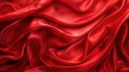 Obraz premium A red fabric with a soft wave pattern background