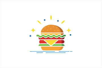 Cute Hamburger Vector Isolated on White Background for Menus and Apps