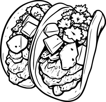 black and white tacos close up clip art preview