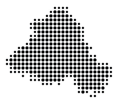 Symbol Map of the District Portalegre (Portugal) showing the territory with a pattern of black circles