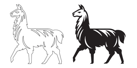 Cute llama outline vector – simple and effective design for natural and animal-themed graphics – llama silhouette – llama vector – llama illustration – llama outline – llama icon – llama line art

