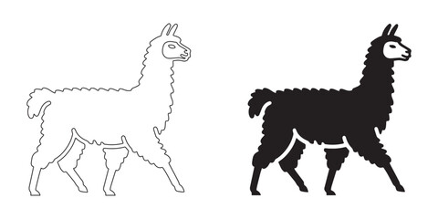 Elegant llama silhouette vector – modern wildlife art for rustic or farm-inspired branding – llama silhouette – llama vector – llama illustration – llama outline – llama icon – llama line art

