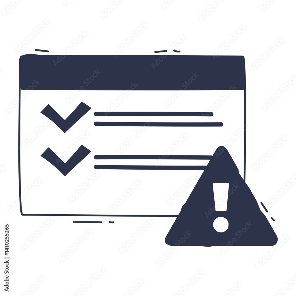 Poster checklist with warning symbol highlights error prevention.
