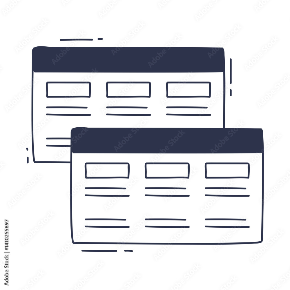 Poster illustration of two web pages with horizontal menus, symbolizing website navigation.