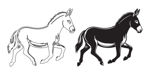 Donkey line art icon – simple, sleek vector illustration for farm and wildlife branding – donkey silhouette – donkey vector – donkey illustration – donkey outline – donkey icon – donkey line art

