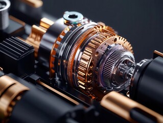 Explodedview diagram of an electric motor s planetary gear system, highlighting torque multiplication