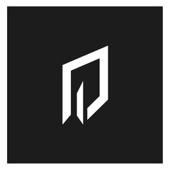 Obraz premium Geometric White Logo on Black Background