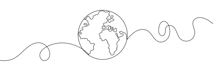 Earth globe one line drawing of world map vector illustration minimalist design of minimalism isolated on white background 
