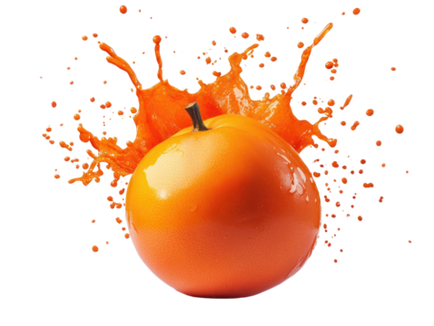 Vibrant orange fruit splash studio high-quality cutout background bright environment dynamic viewpoint fresh concept