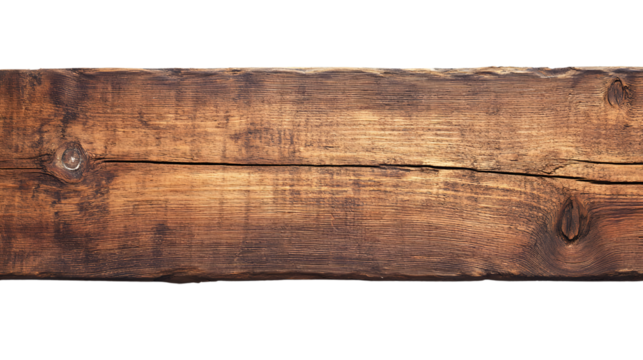 Brown Wooden Plank Isolated on White Background for Design Projects