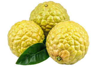 Obraz premium Fresh cherimoya fruits on cutout background studio shot natural environment vibrant colors