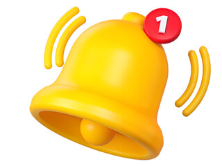 3d minimal turn-on notification concept. New update reminder. New notification alert. A bell icon ringing with a notification icon. 3d illustration.