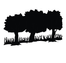 Cute cartoon hand drawn vector forest silhouette.