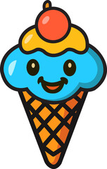 Cute ice Cream Character logo with Cartoon Style