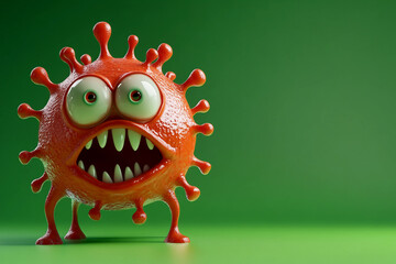 Fototapeta premium Funny 3D Cartoon Bacteria And Virus Monster Characters With Colorful Expressions Generative AI