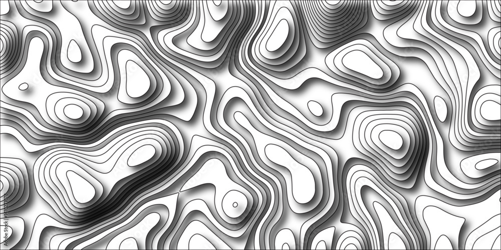 Aufkleber abstract topographic map with geographic mountain relief. multi layered paper art waves background &